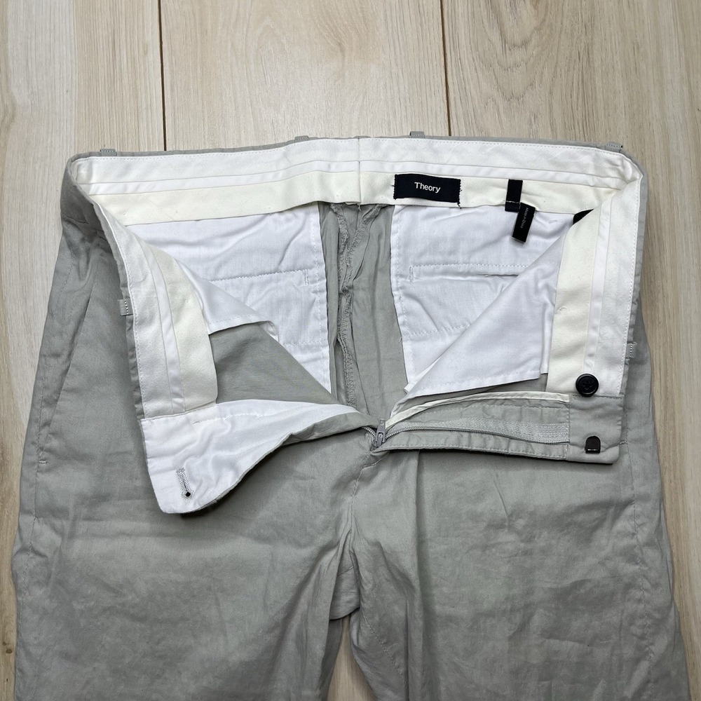 Theory Linen Cotton Blend Chino Pants Slim Fit Mens Size 30x32 Gray - Picture 5 of 12